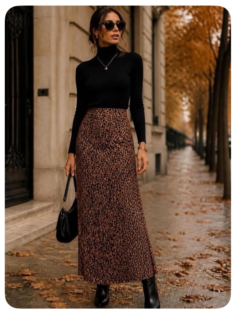 Halogen Leopard Print Maxi Skirt - Brown & Black Small